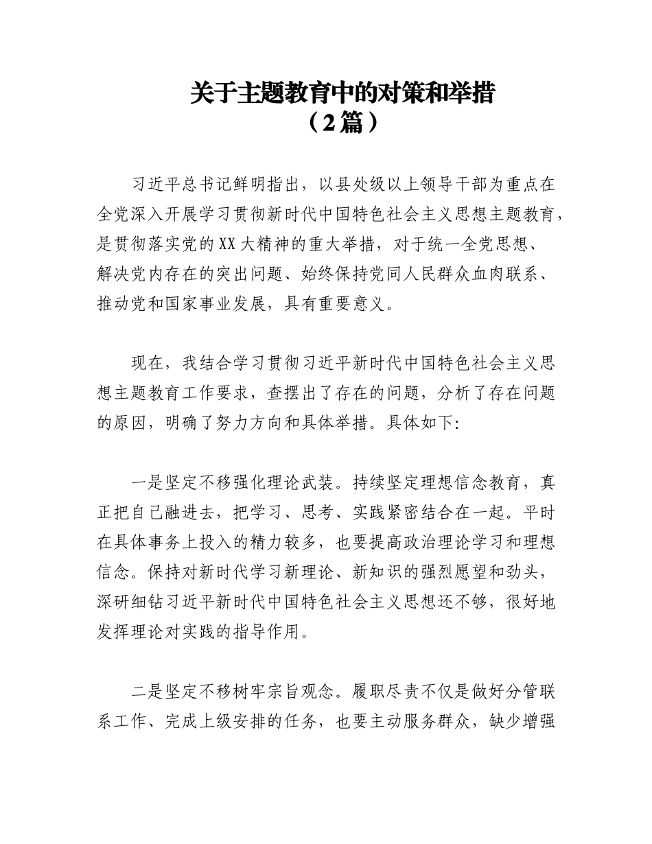 2023年（2篇）关于主题教育中的对策和举措.docx_第1页