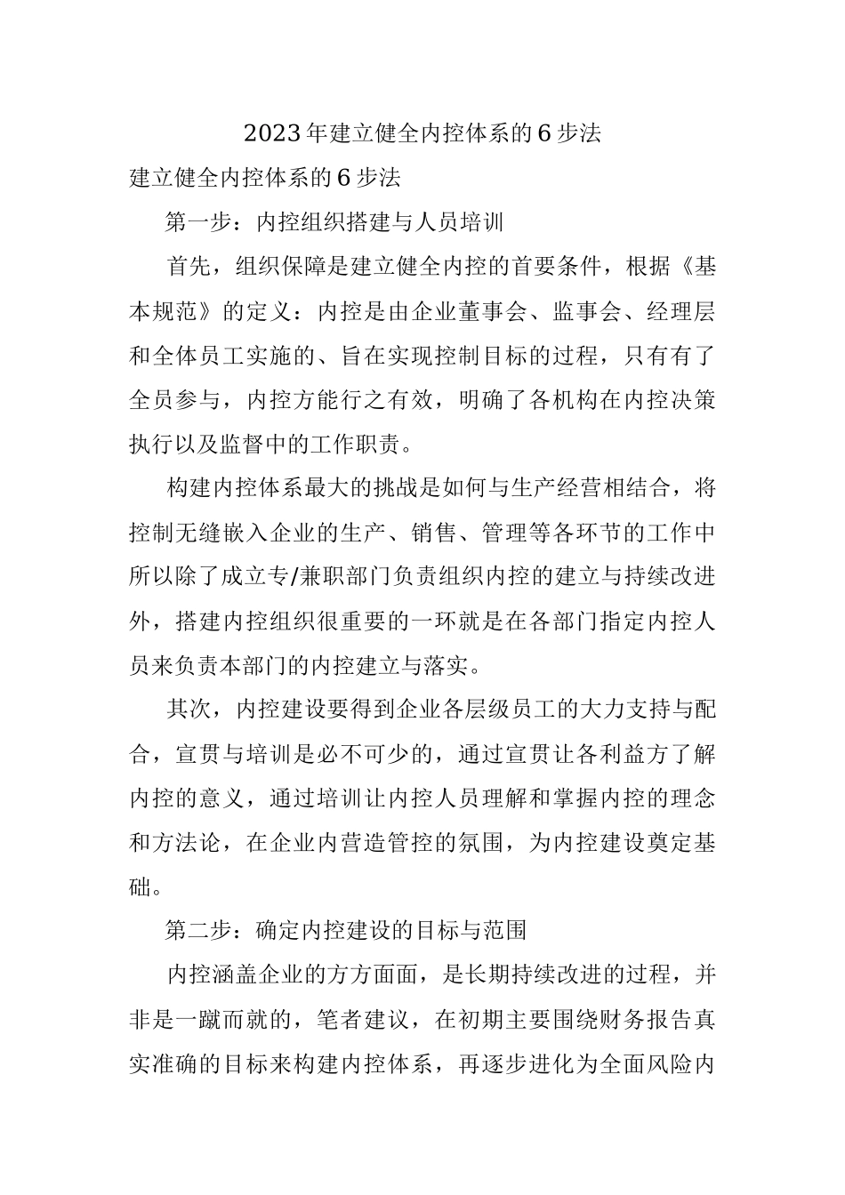 2023年建立健全内控体系的6步法.docx_第1页