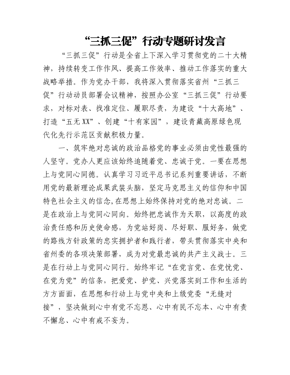 2023年(2篇)“三抓三促”行动专题研讨发言.docx_第1页