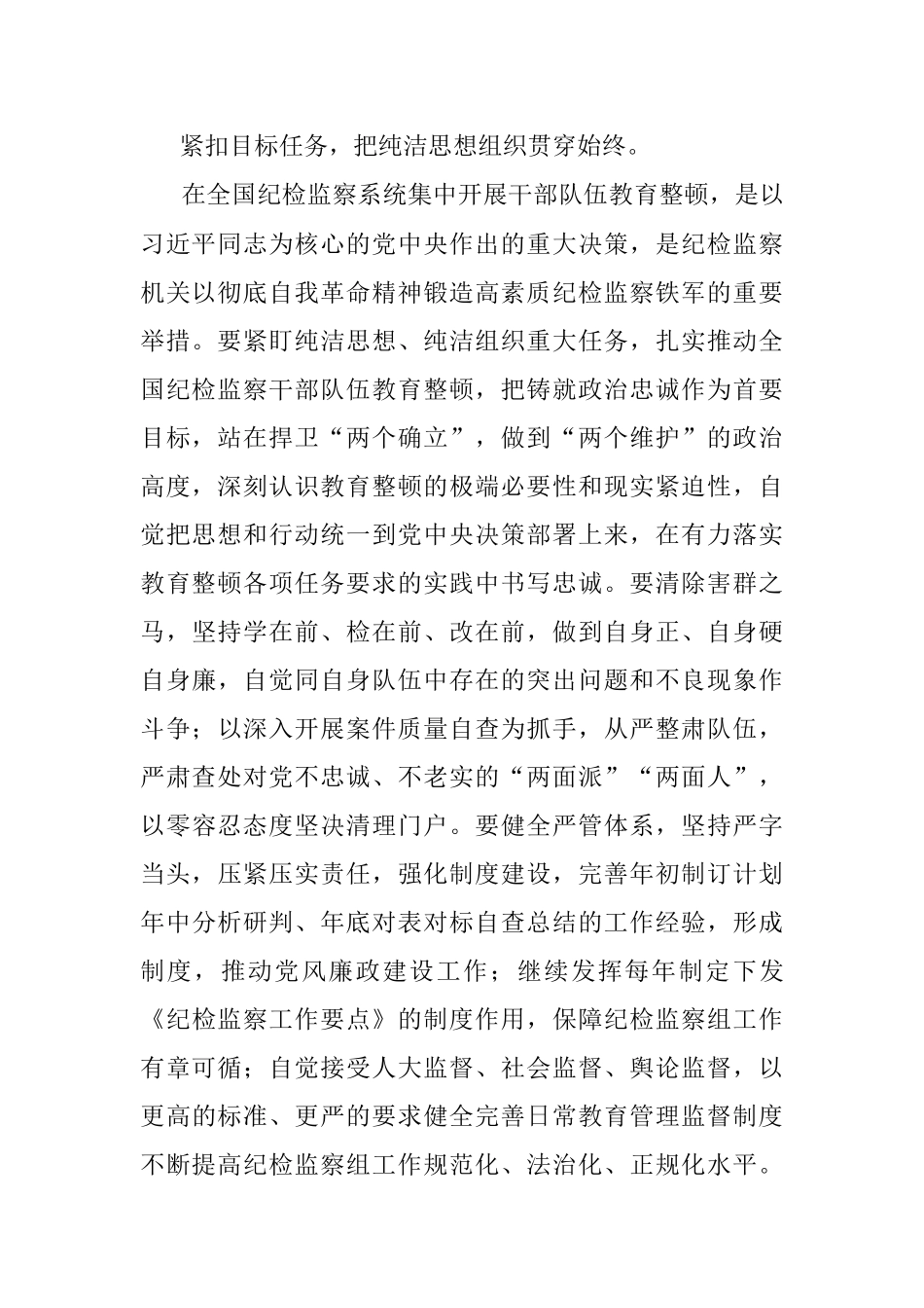 2023年在派驻宣传部纪检监察组长教育整顿发言材料.docx_第2页