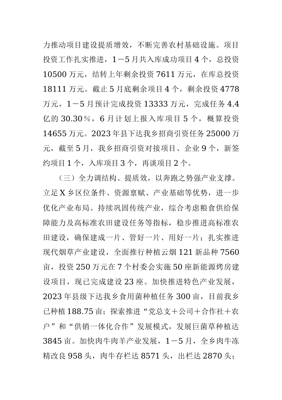 X乡2023年政府工作报告主要工作任务分解立项督查清单落实情况报告.docx_第2页