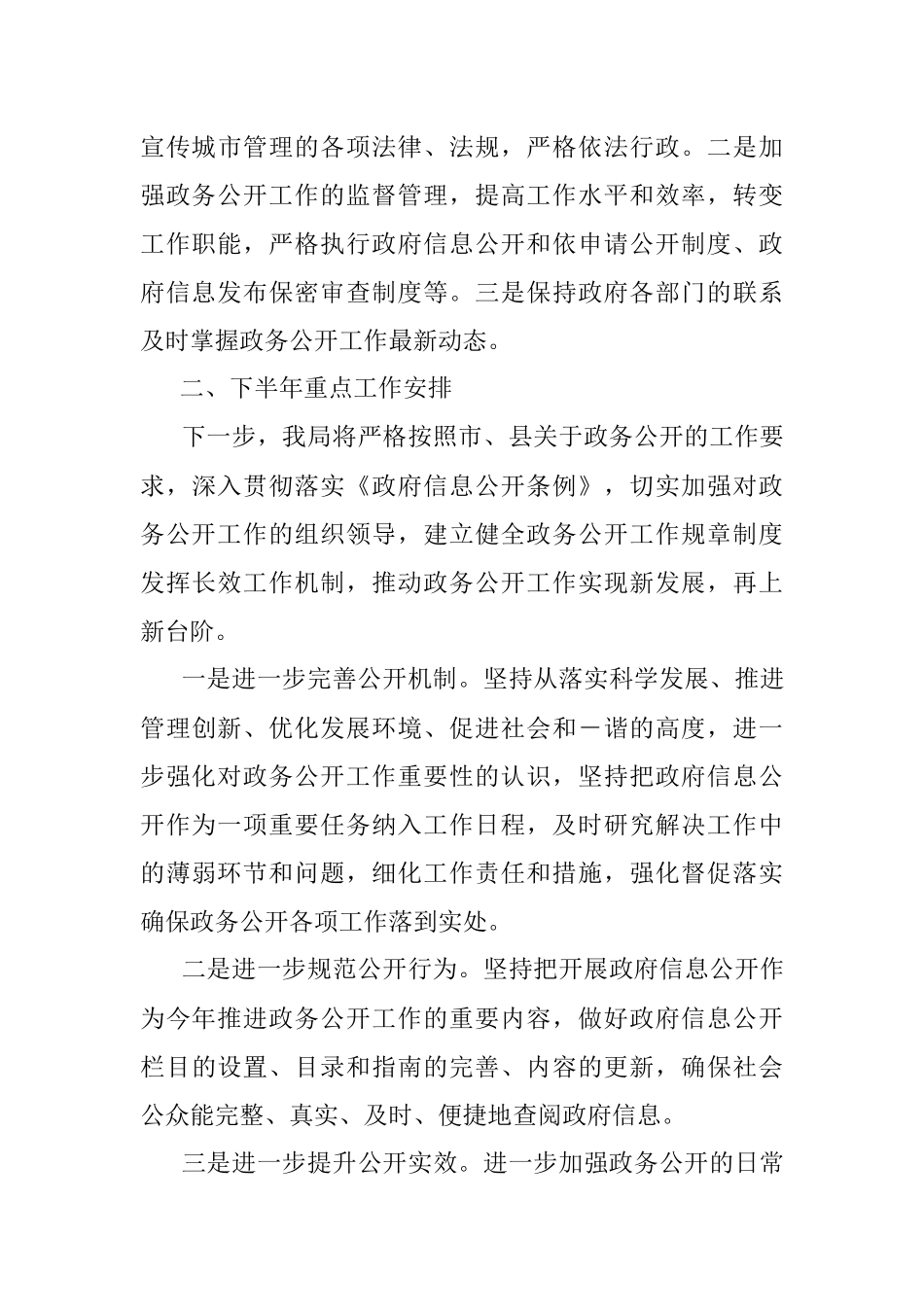 2023年X局上半年政务公开总结及下半年工作计划.docx_第3页