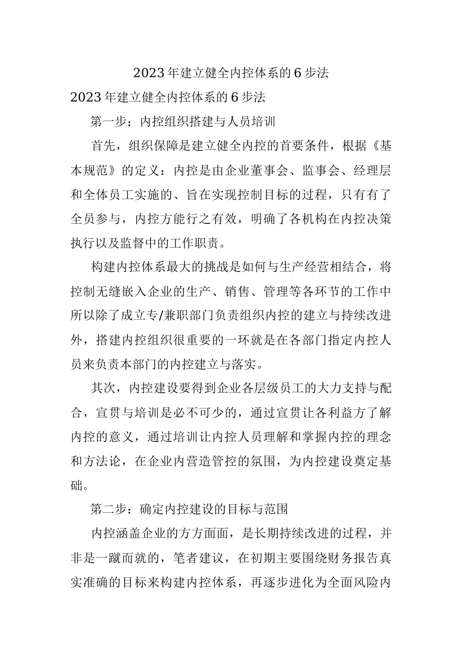 2023年建立健全内控体系的6步法.docx_第1页