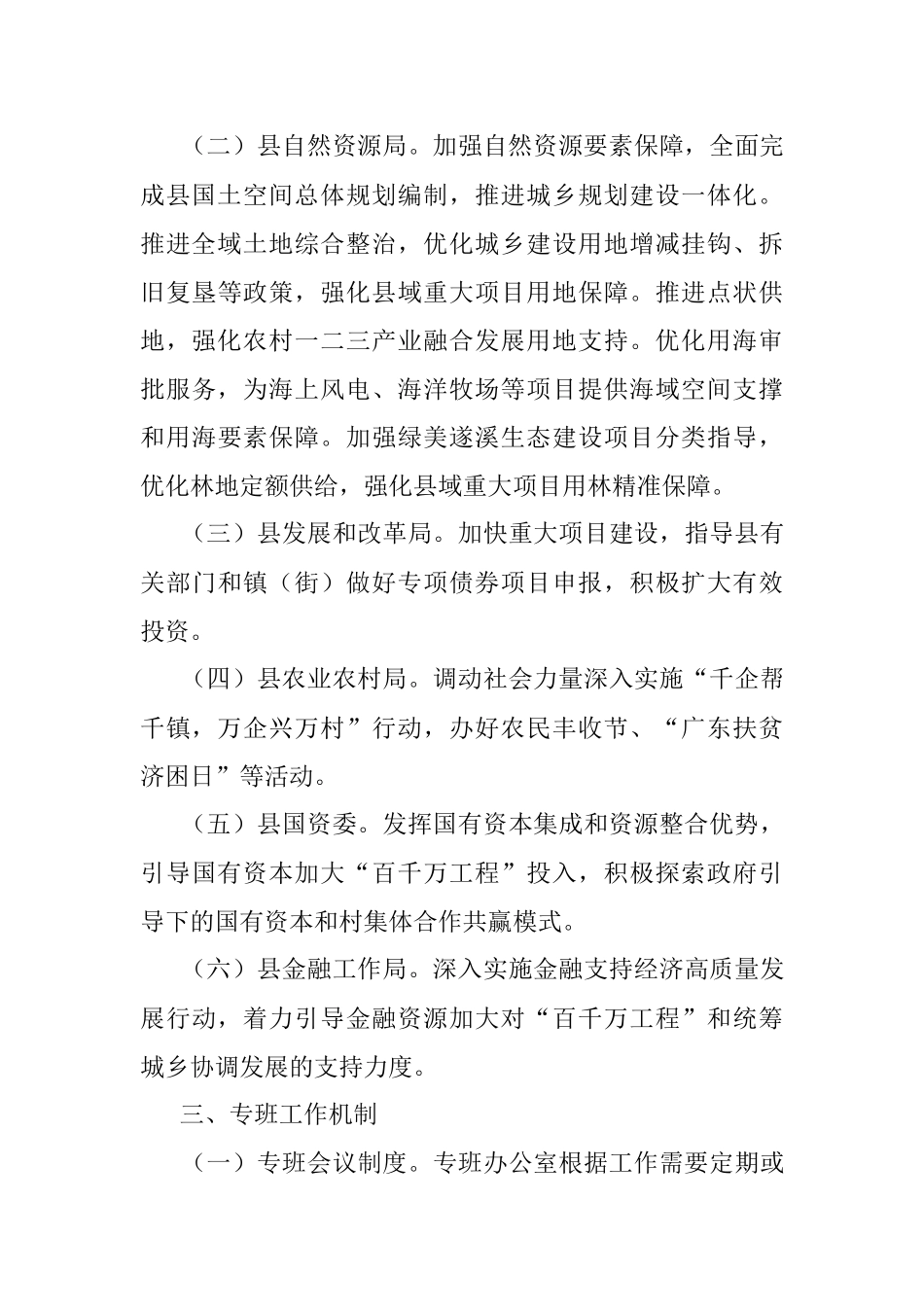 2023年XX县“百县千镇万村高质量发展工程”要素保障专班方案意见稿.docx_第3页
