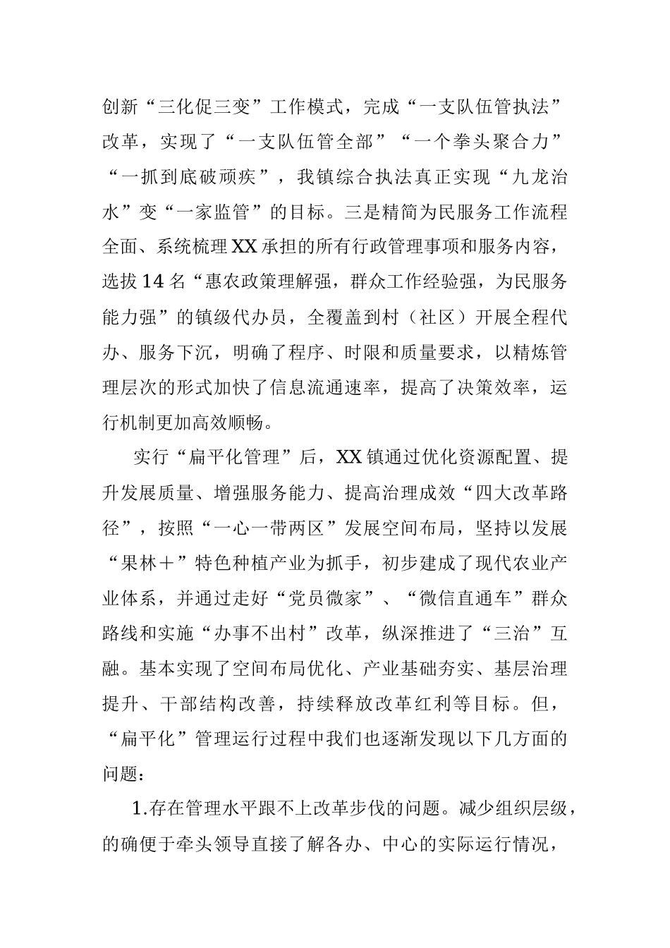 2023年XX镇“扁平化”管理开展情况发言材料.docx_第3页
