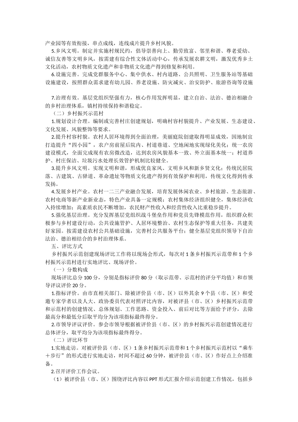 2023年关于某市在“锚定百千万争当排头兵”乡村振兴示范创建现场评比工作试行方案征求意见稿.docx_第2页