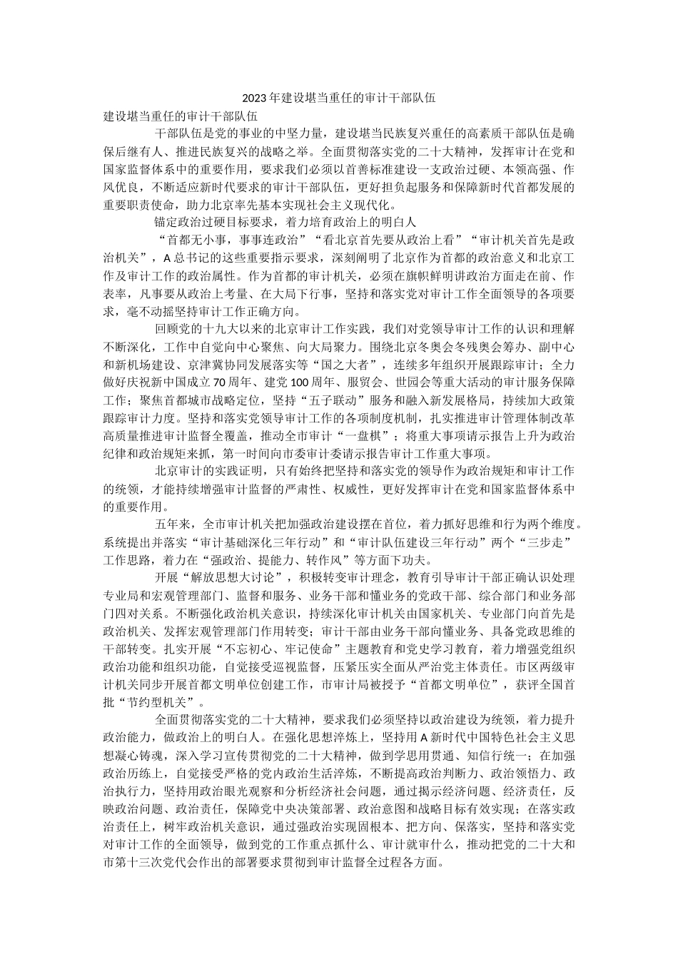 2023年建设堪当重任的审计干部队伍.docx_第1页