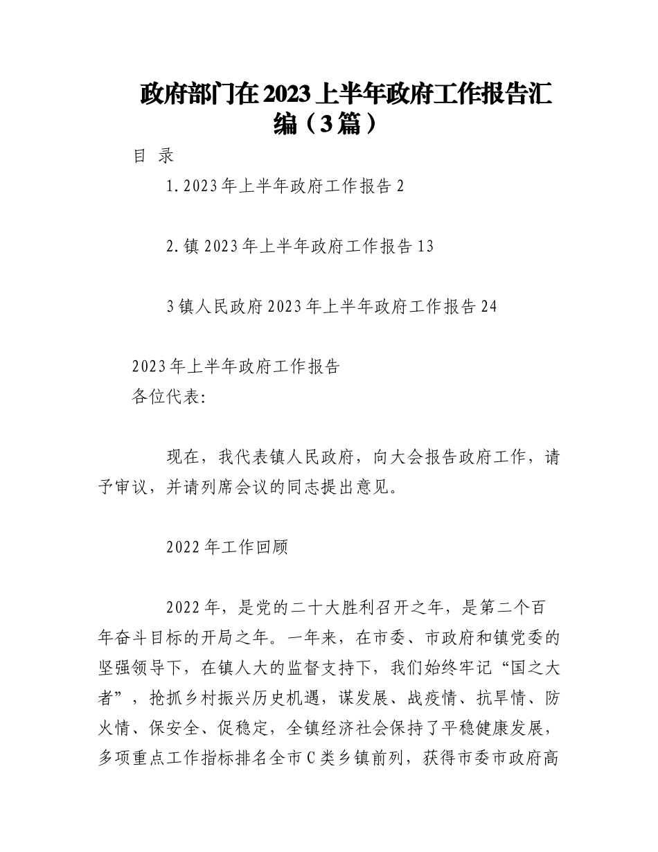 （3篇）政府部门在2023上半年政府工作报告.docx_第1页