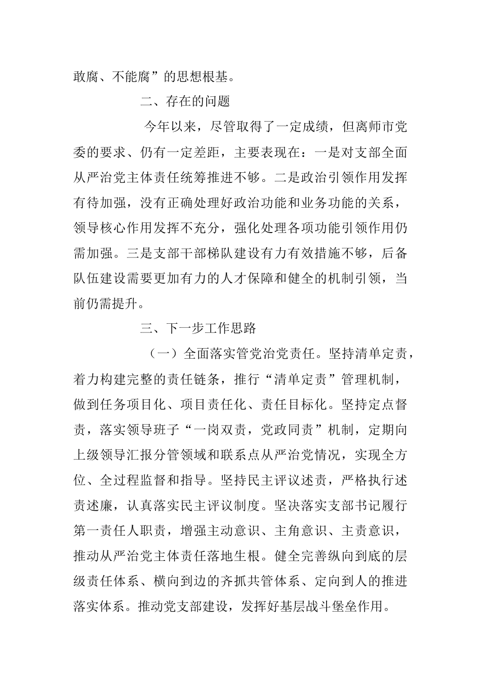 2023年党支部书记半年履行全面从严治党第一责任人责任情况报告.docx_第3页