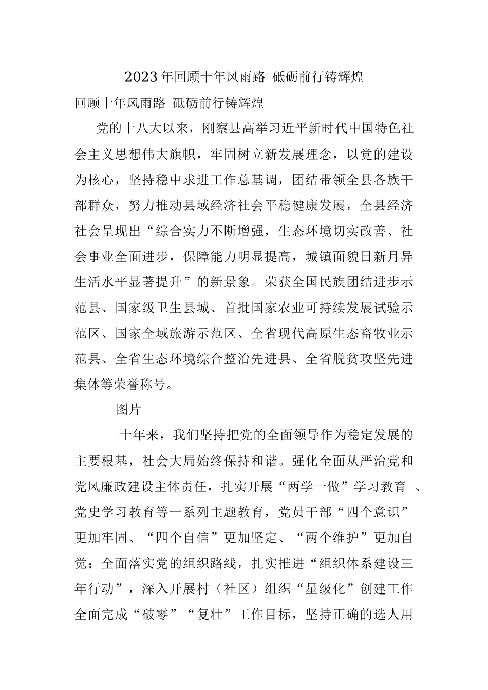 2023年回顾十年风雨路 砥砺前行铸辉煌.docx_第1页