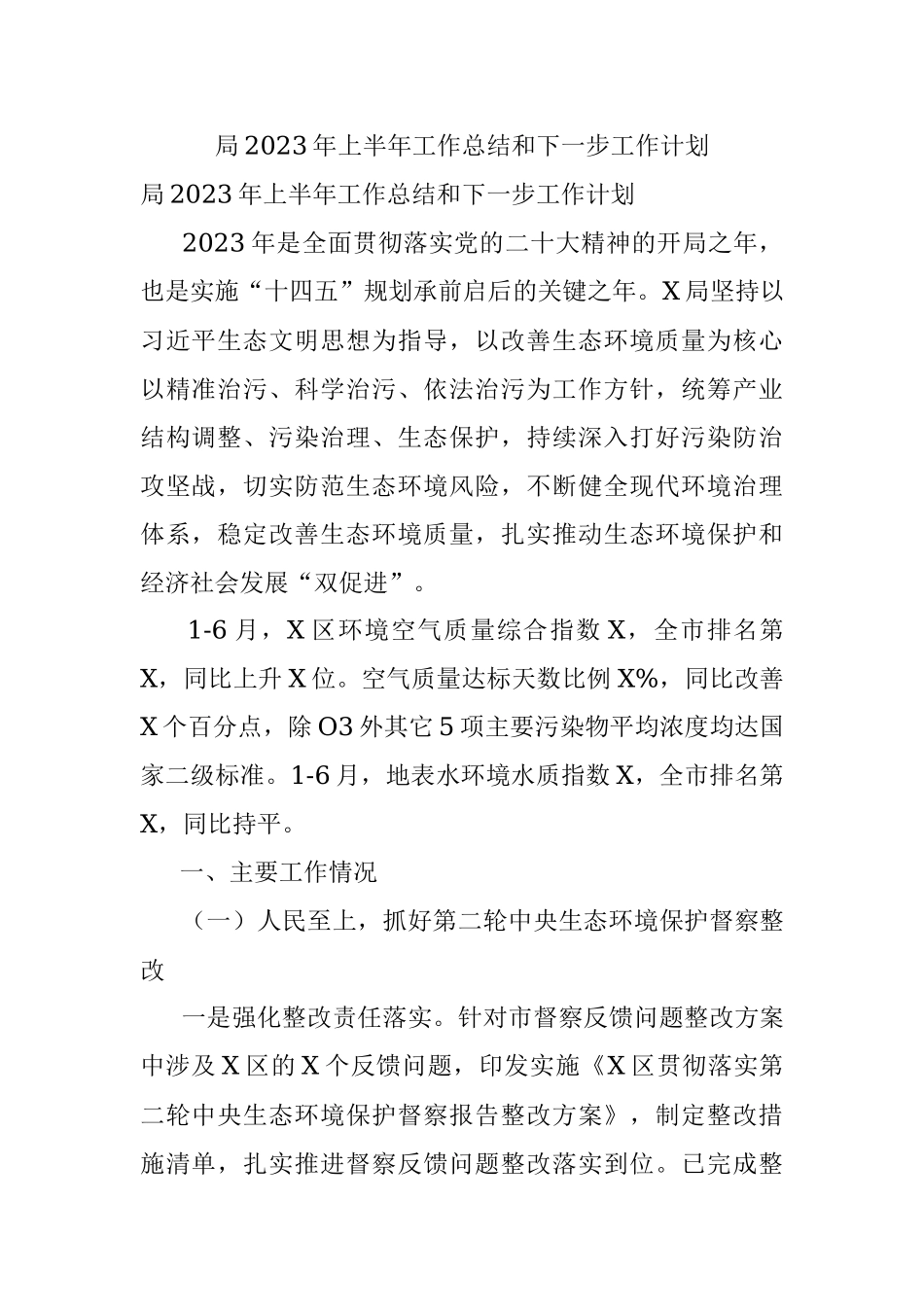 局2023年上半年工作总结和下一步工作计划.docx_第1页