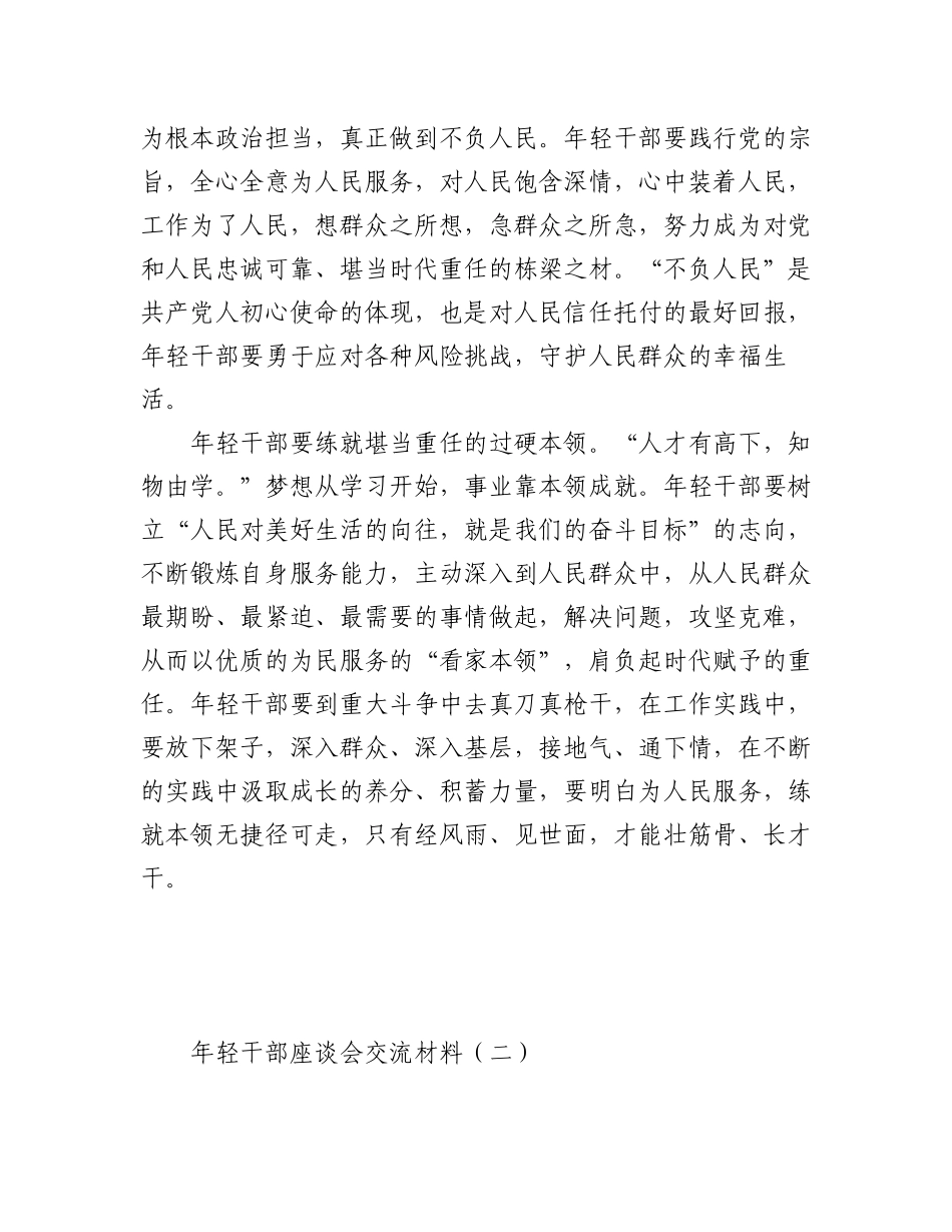2023年(2篇)年轻干部座谈会交流材料.docx_第2页