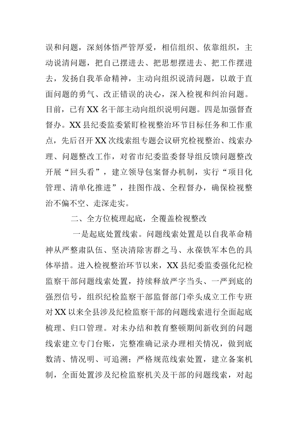 2023年XX县纪检监察干部队伍教育整顿检视整治环节工作汇报.docx_第3页