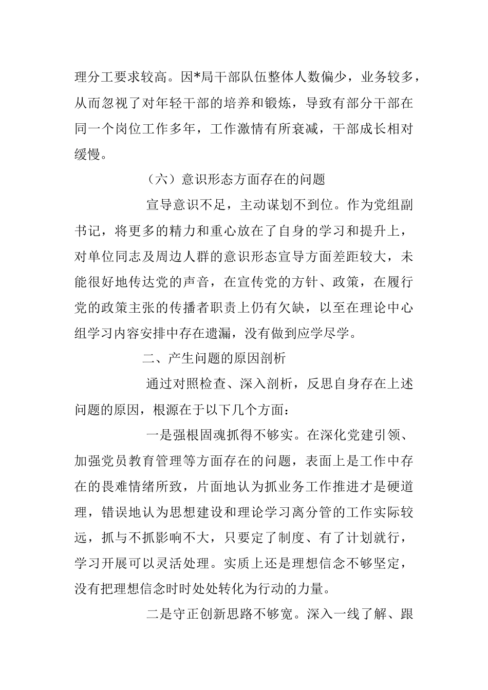 2023年XX局巡察整改专题民主生活会对照检查材料.docx_第3页