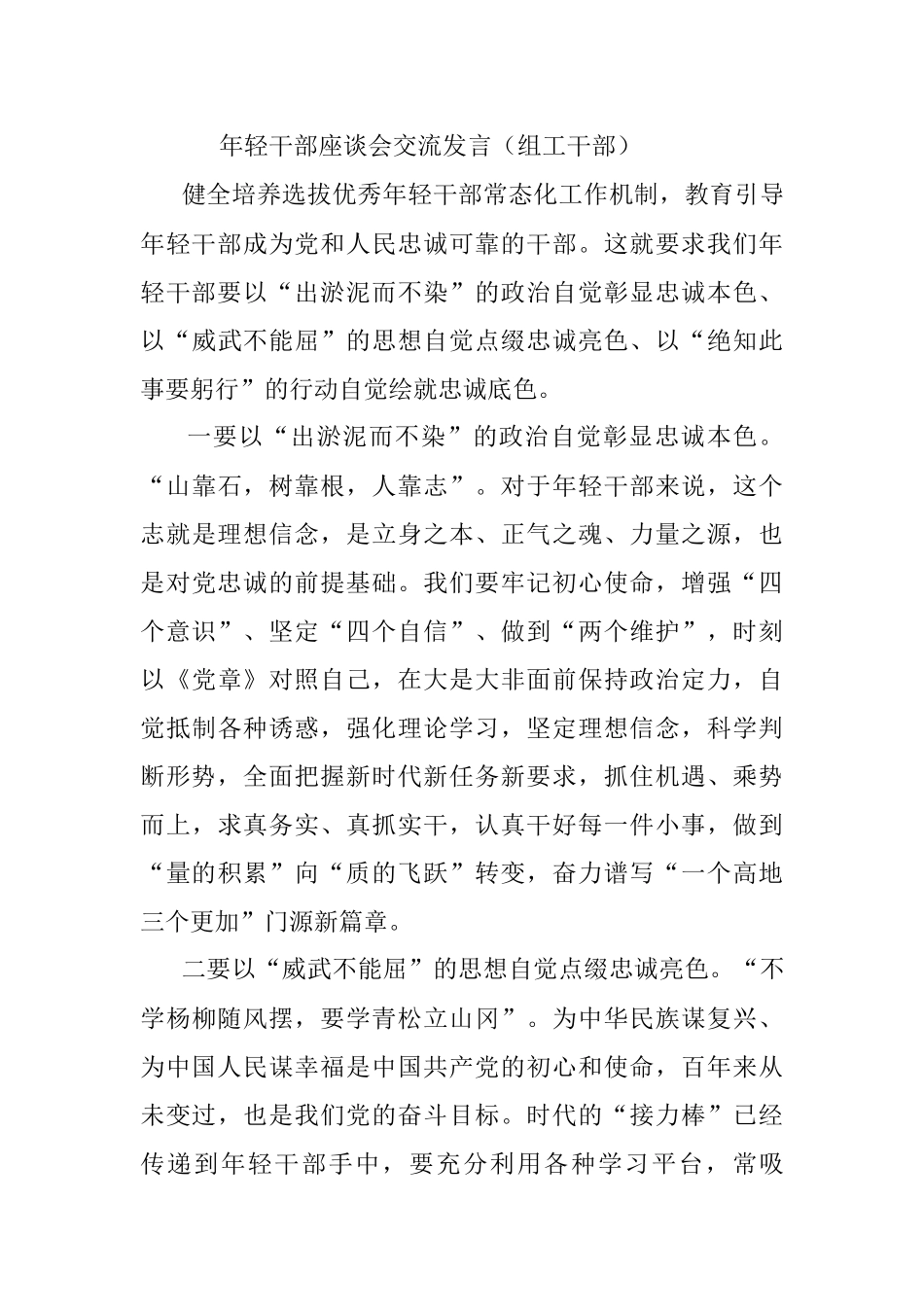 2023年年轻干部座谈会交流发言（组工干部）.docx_第3页