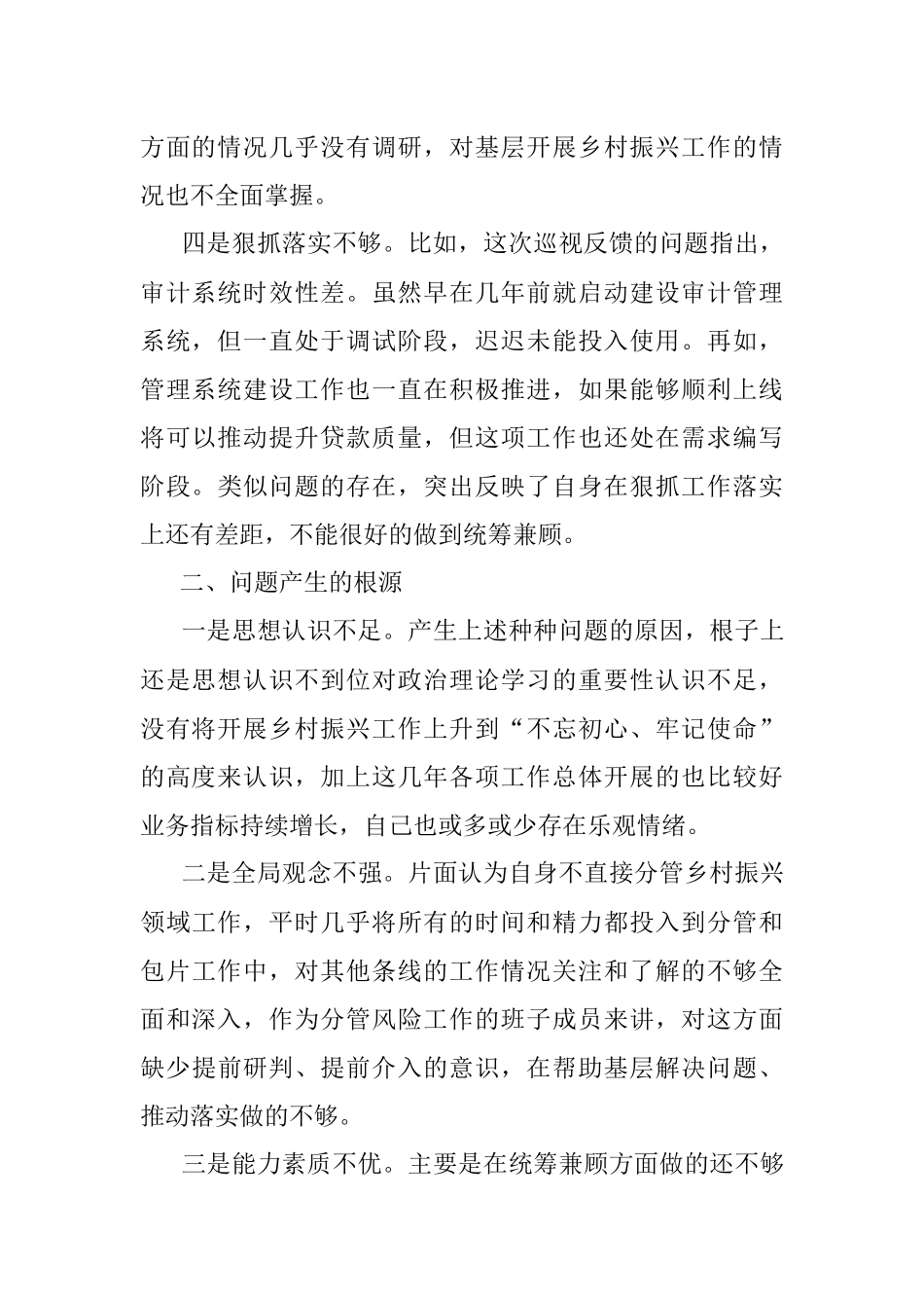 2023年巡视整改专题民主生活会剖析发言材料.docx_第2页
