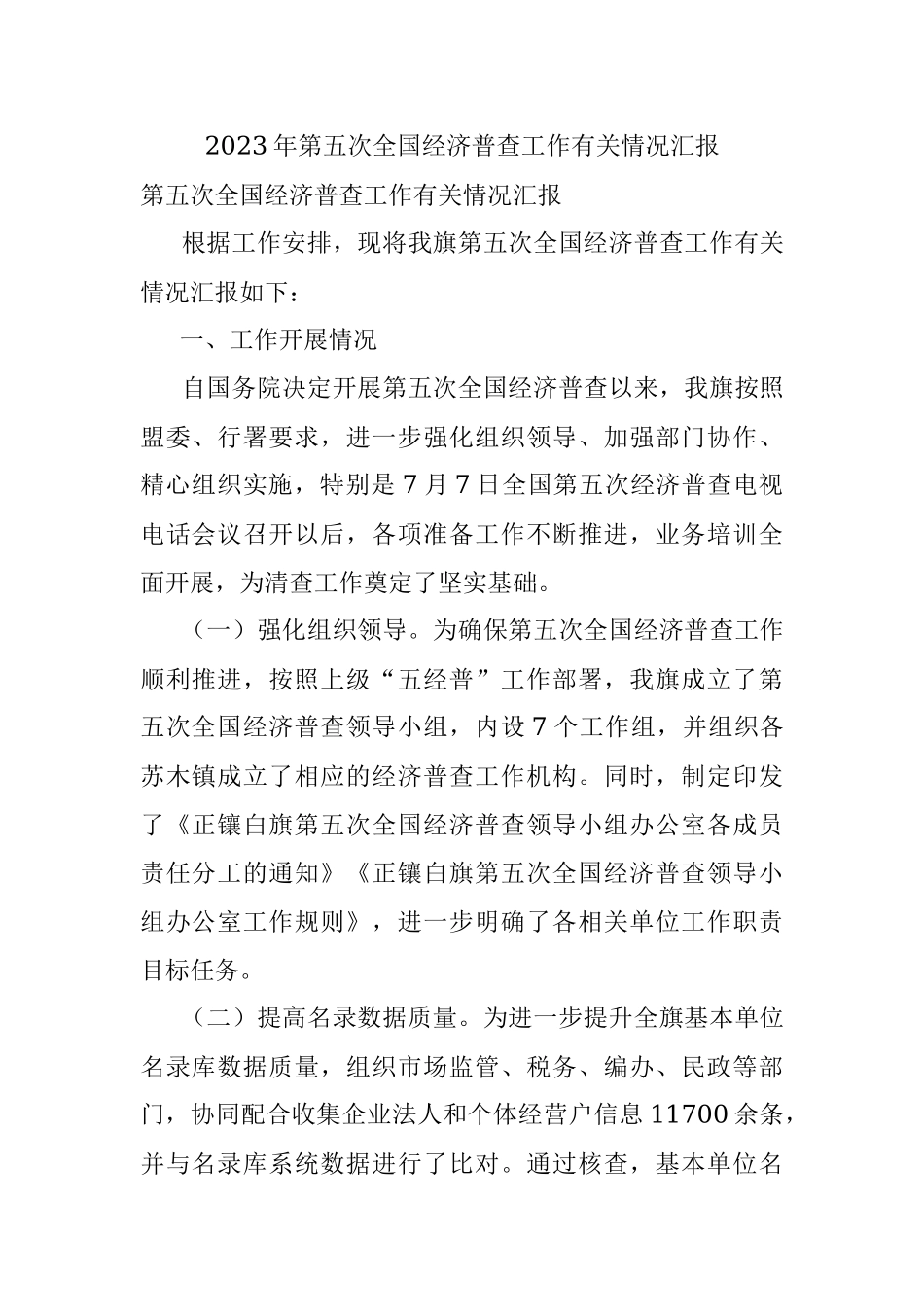 2023年第五次全国经济普查工作有关情况汇报.docx_第1页