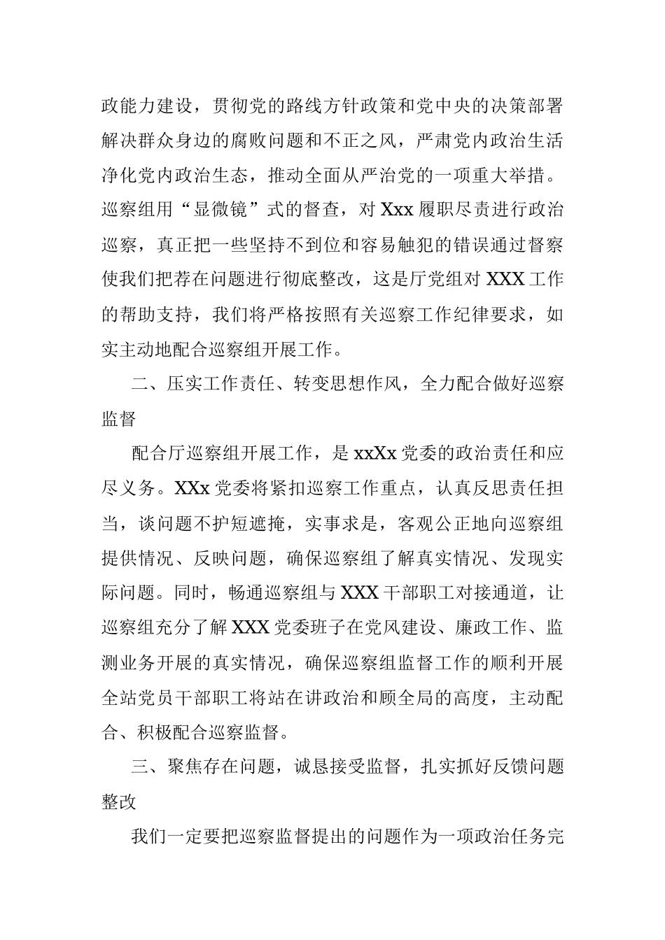 2023年被巡察单位领导在巡察工作上的表态发言.docx_第2页