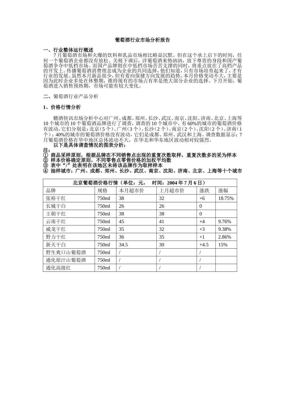 葡萄酒行业市场分析报告.doc_第1页