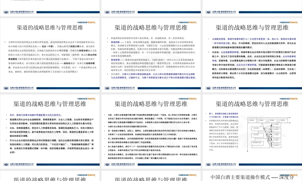 中国白酒渠道操作模式与经销商战略选择(衡水版本).ppt