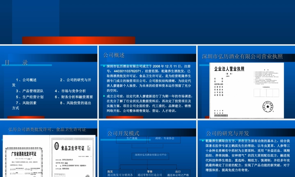 商业计划书(乾隆养生酒).ppt