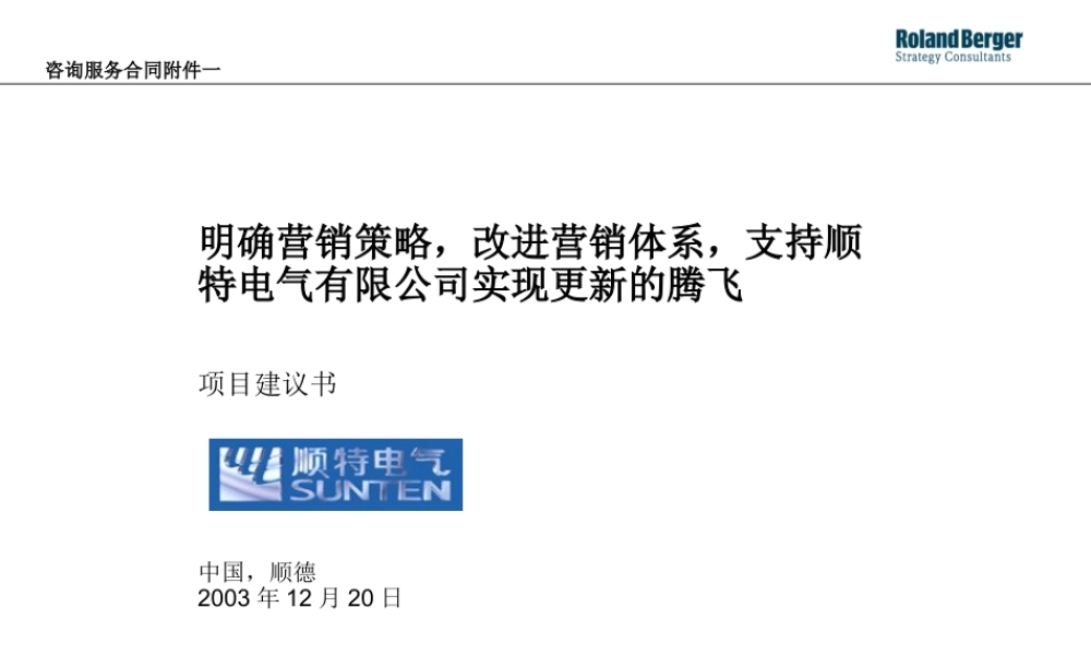 顺特电气咨询项目建议书.ppt