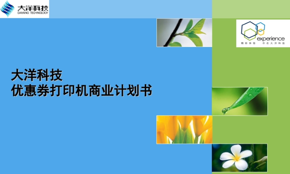 大洋科技优惠券打印机商业计划书.ppt