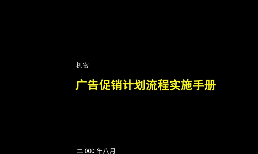 广告促销计划流程实施手册.ppt
