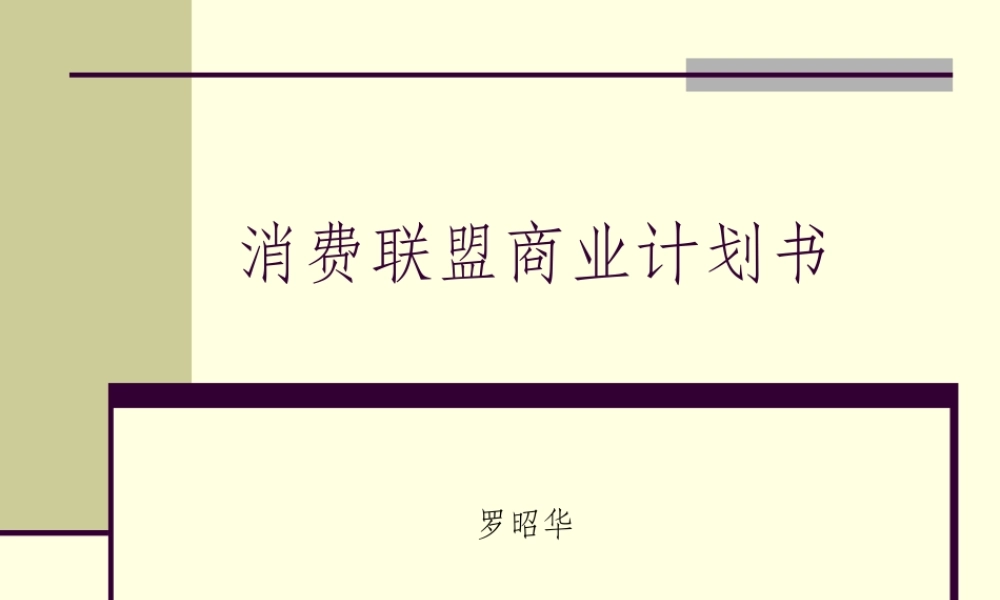 消费联盟商业计划书.ppt