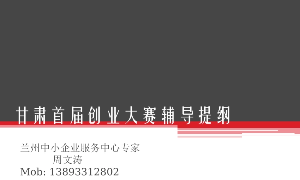 甘肃首届创业大赛辅导提纲.ppt