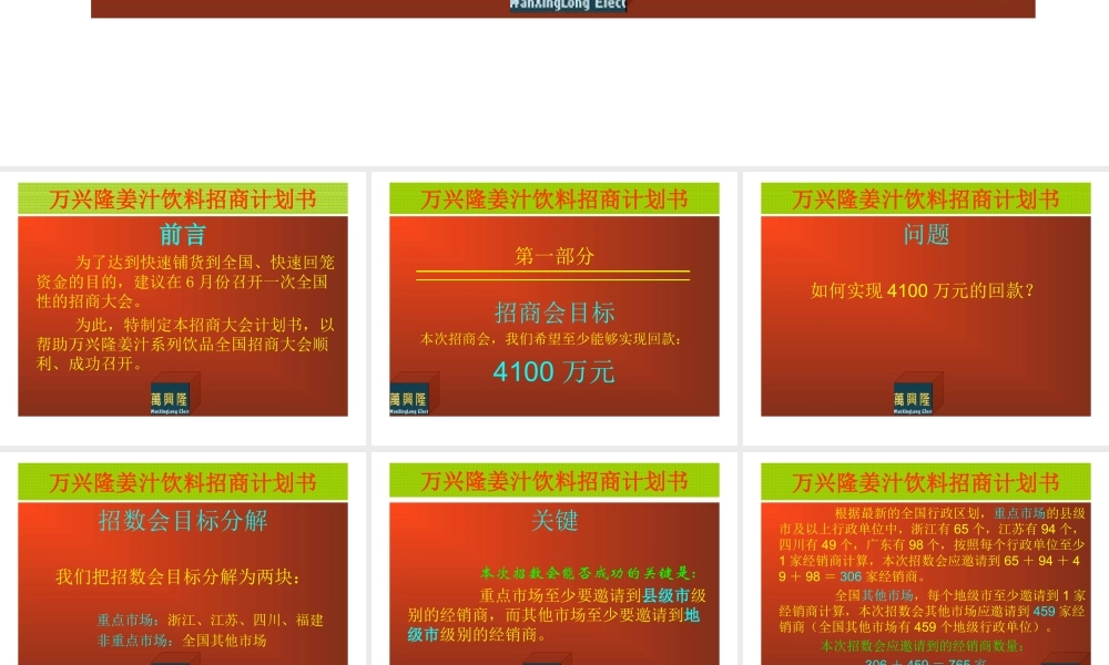 万兴隆姜汁饮料招商计划书.ppt