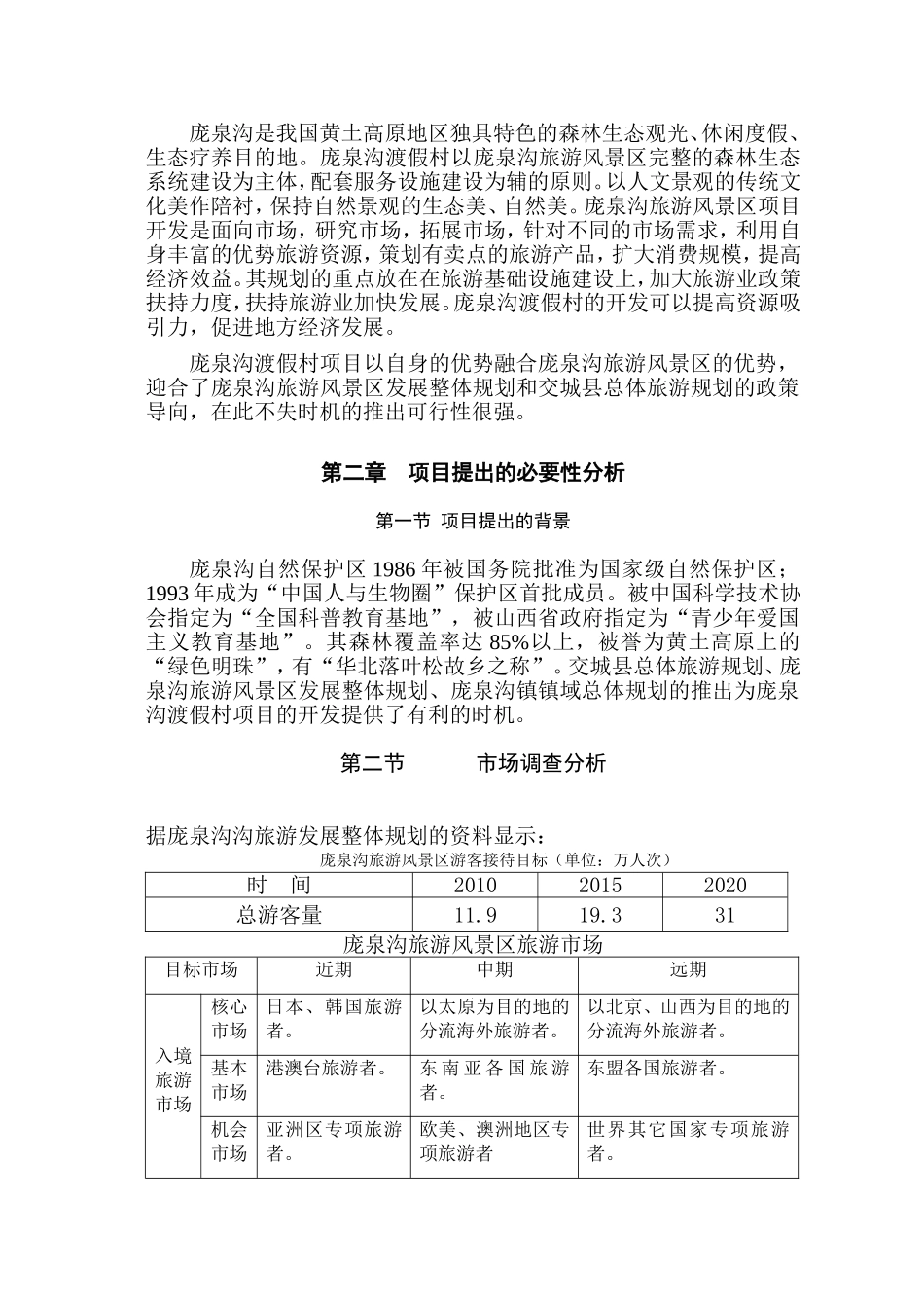 庞泉沟旅游渡假村项目可行性研究报告.doc_第2页