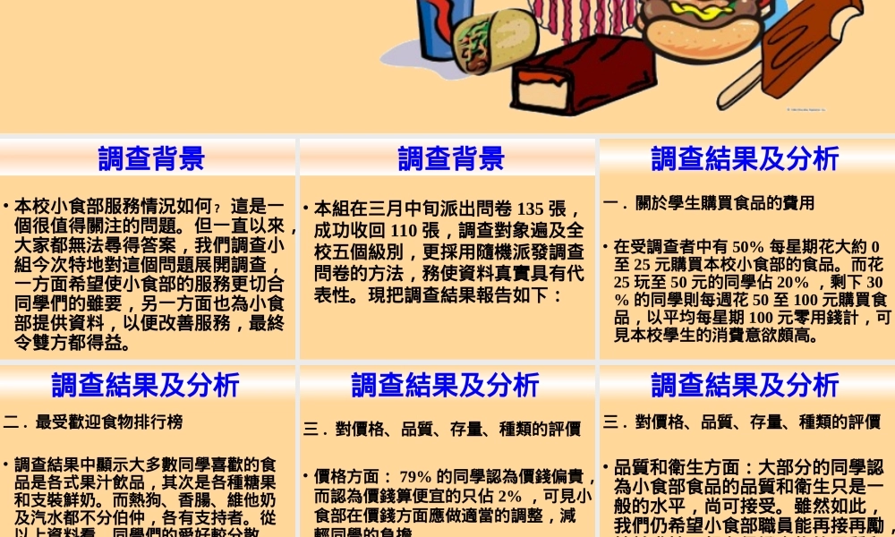 小食部服务情况调查报告.ppt