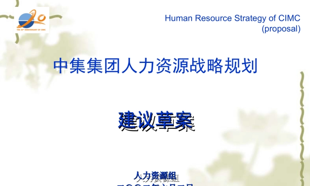 某集团人力资源战略规划建议方案.ppt