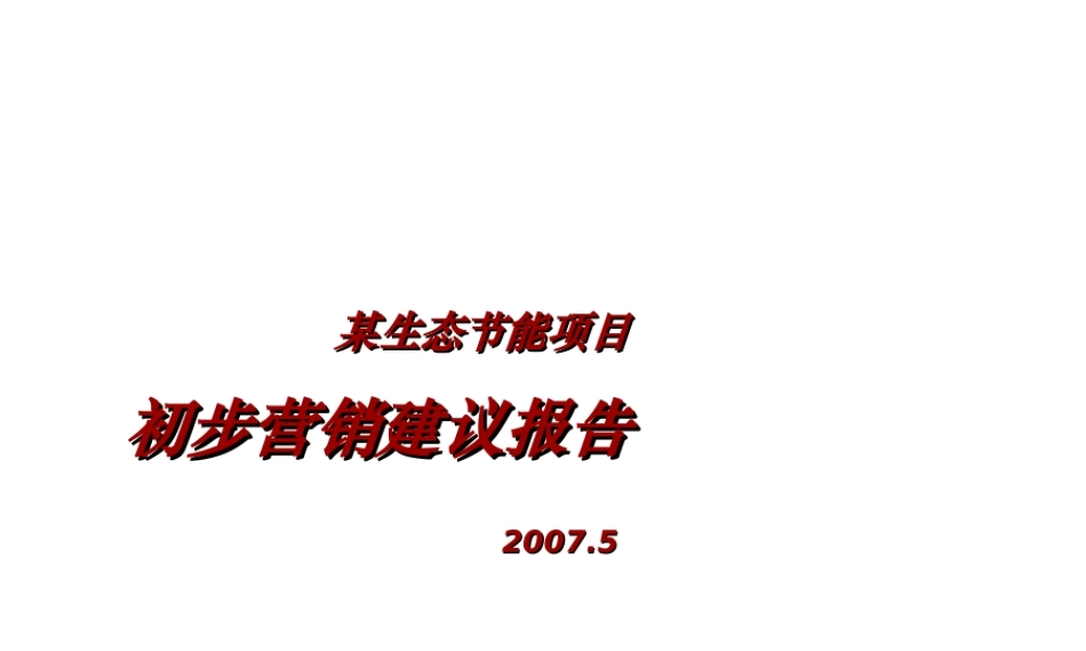 某生态节能项目初步营销建议报告.ppt