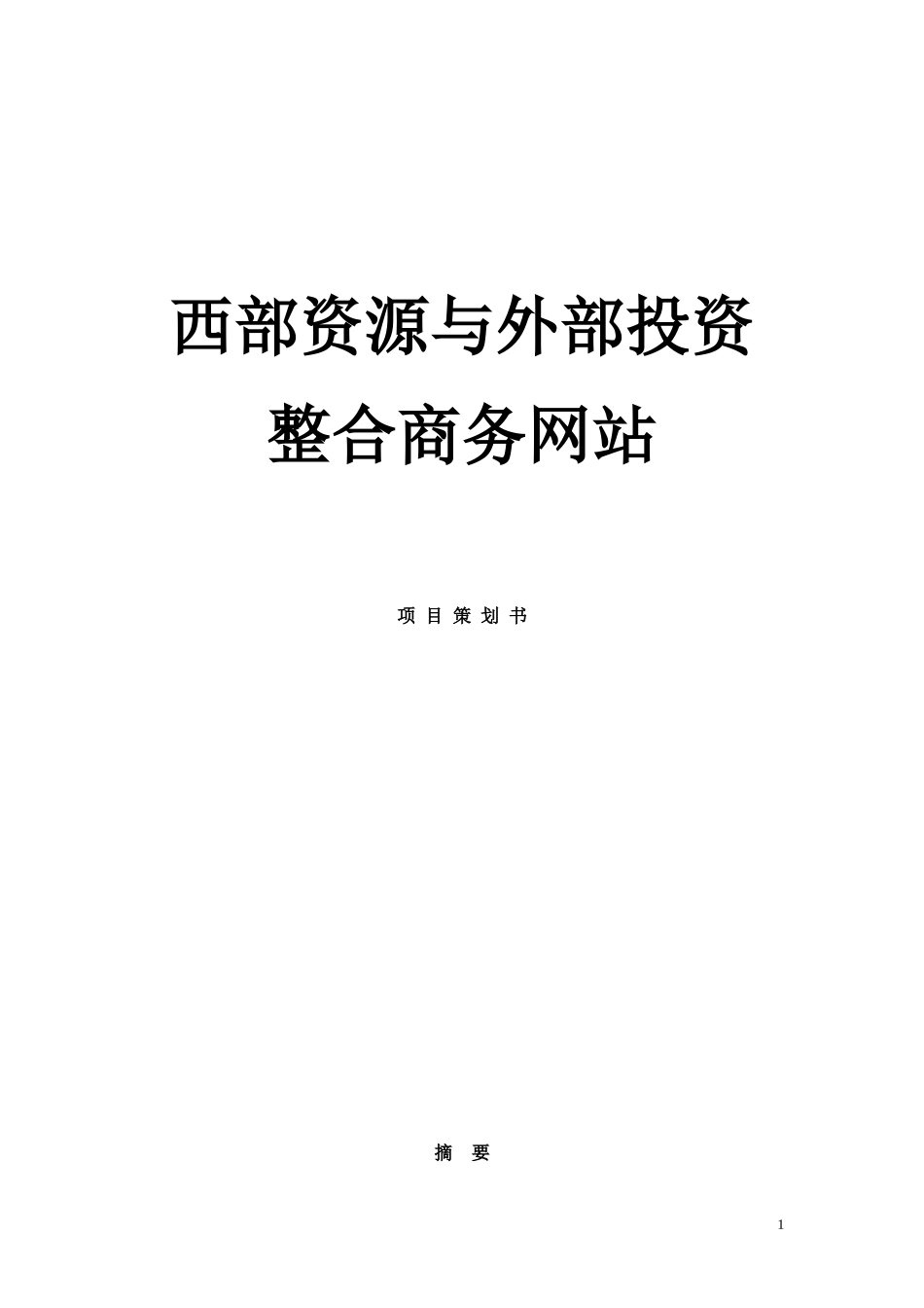 西部资源与外部投资整合商务网站项目策划.doc_第1页