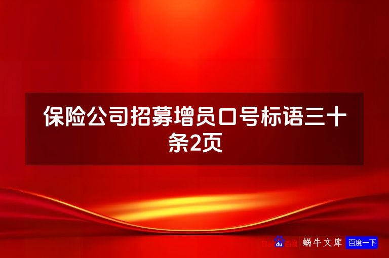 保险公司招募增员口号标语三十条2页