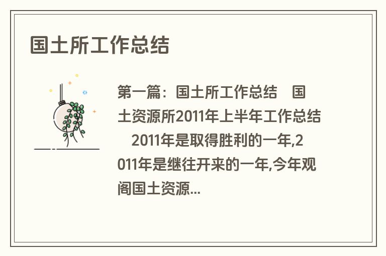 国土所工作总结