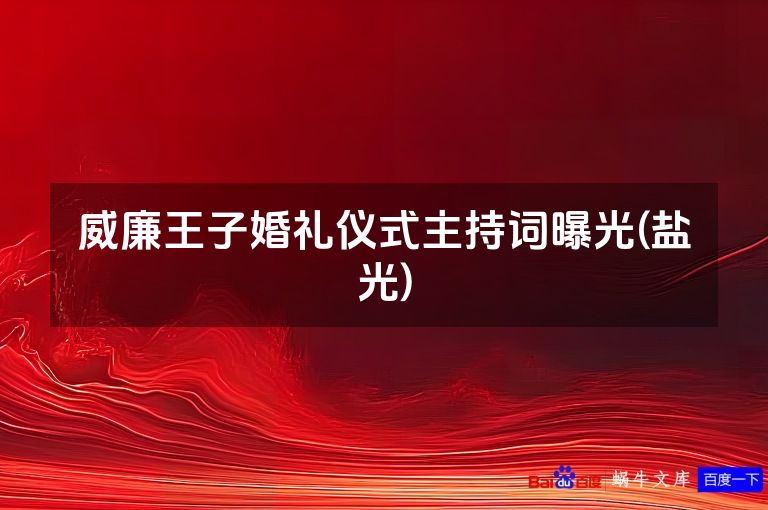 威廉王子婚礼仪式主持词曝光(盐光)