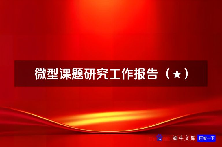 微型课题研究工作报告（★）