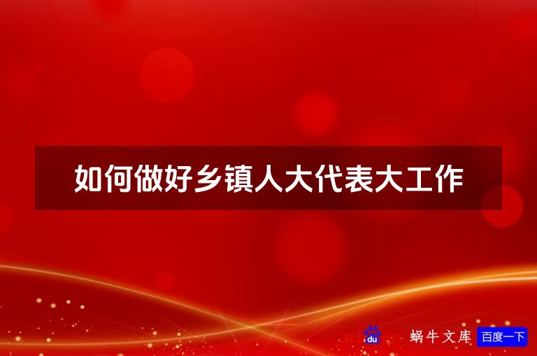 如何做好乡镇人大代表大工作