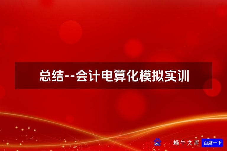 总结--会计电算化模拟实训