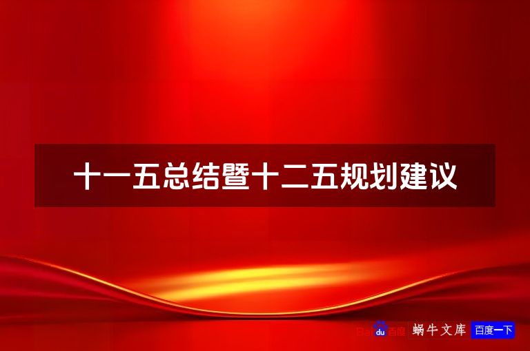十一五总结暨十二五规划建议