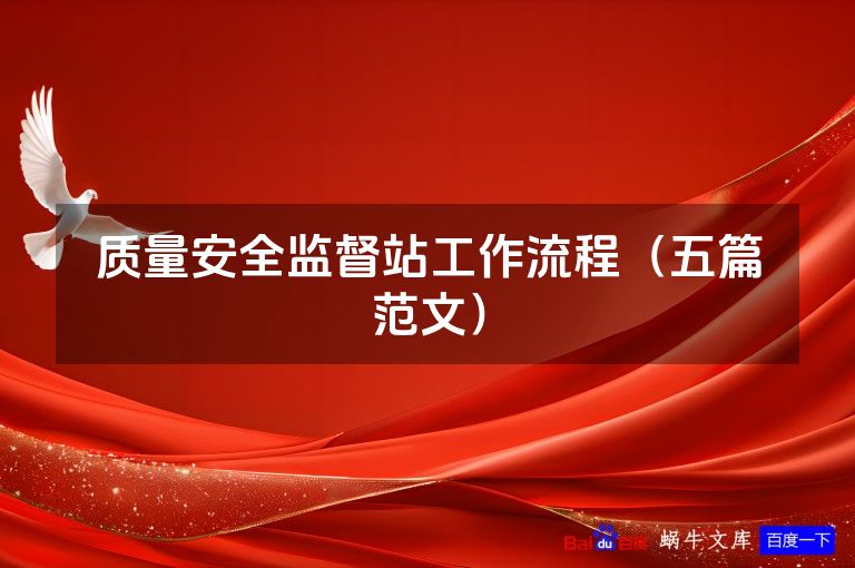 质量安全监督站工作流程（五篇范文）