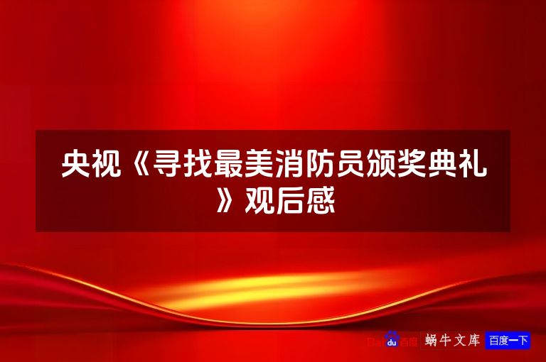 央视《寻找最美消防员颁奖典礼》观后感