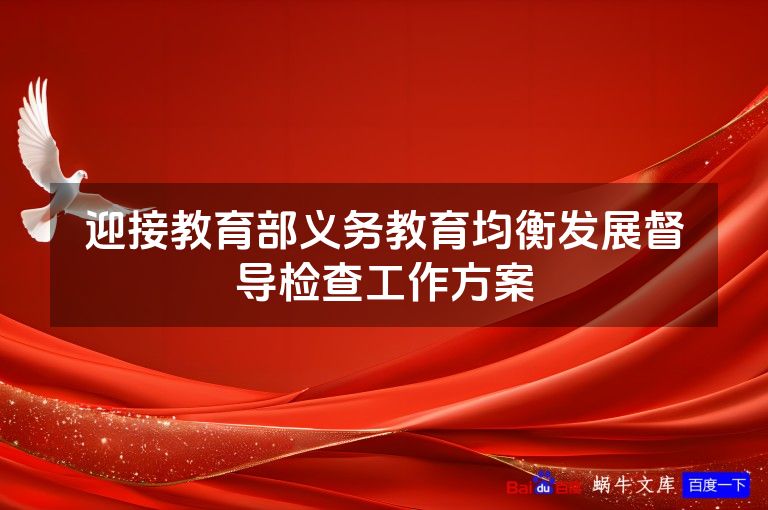 迎接教育部义务教育均衡发展督导检查工作方案