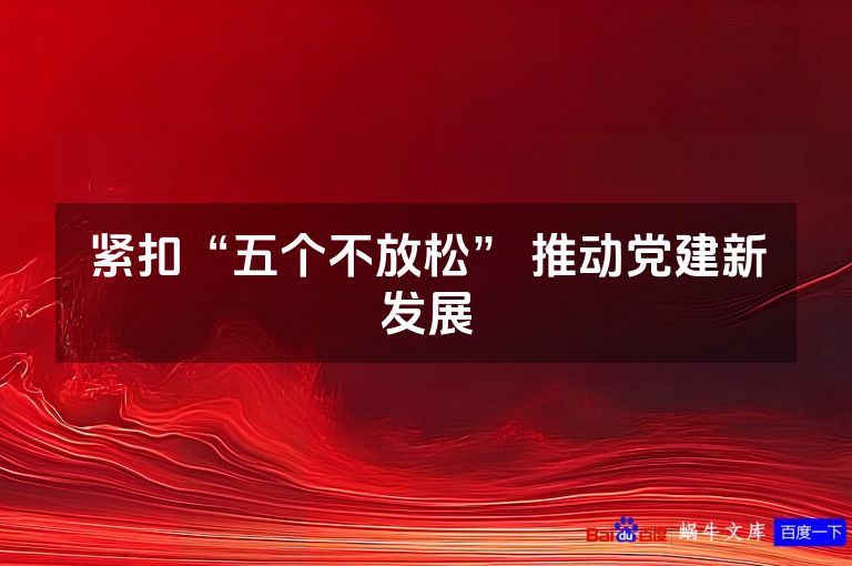紧扣“五个不放松” 推动党建新发展