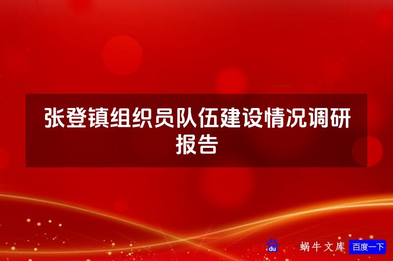 张登镇组织员队伍建设情况调研报告
