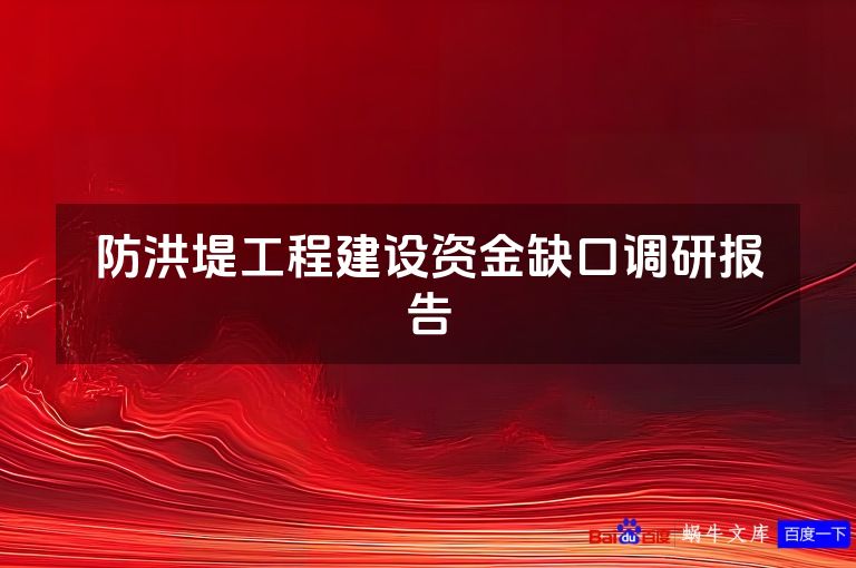 防洪堤工程建设资金缺口调研报告