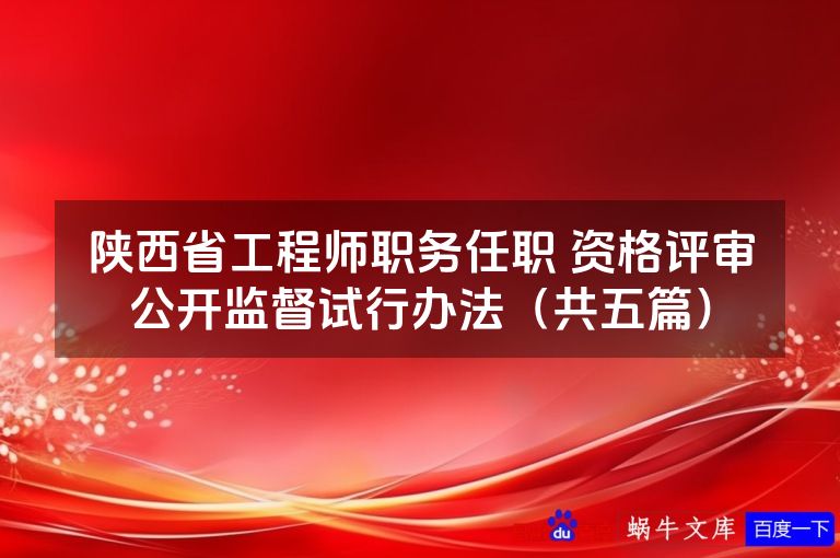 陕西省工程师职务任职 资格评审公开监督试行办法（共五篇）